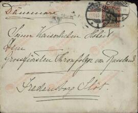 Carta y Sobre de la Zarina Alexandra Feodorovna al Gran Duque Mikhail. Darmstadt, 18 septiembre 1903