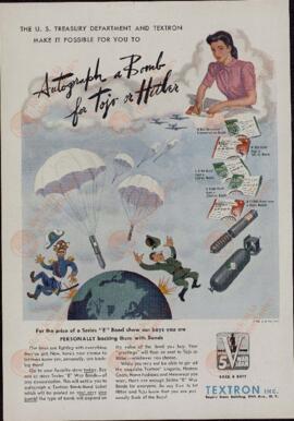 "Firma una bomba para Tojo o Hitler". ca. 1944