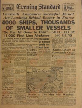 "Evening Standard", 6 de Junio de 1944, "4000 Barcos, Miles de Pequeños Buques" (Desembarco de Normandía)