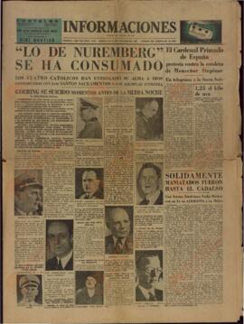 Diario Informaciones: "Lo de Nuremberg se ha Consumado". 16 Octubre 1946