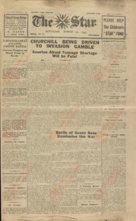The Star. 20 marzo 1943. "Churchill empujado a una arriesgada invasión."