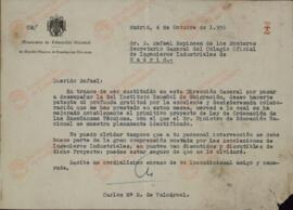 R. de Valcárcel, Carlos María. Ministerio de Educación Nacional. Director General de Enseñanzas Técnicas, 4 octubre 1956