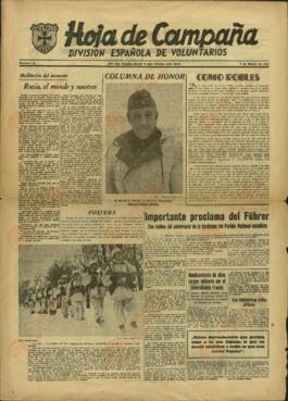"Hoja de la Campaña / División española de voluntarios". Nº 59. 7 marzo de 1943