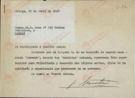 Gil Robles, José María. Conjunto de artículos del periódico "ABC". Carta a José Monasterio y su respuesta. Marzo y abril 1968