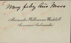Wilbourne Weddell, Alexander (1876-1948), Embajador Estadounidense: "Muy Feliz Año Nuevo"
