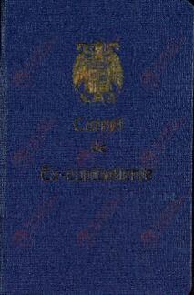 Rodríguez Chaos, José. Carné de excombatiente FET y de las JONS, n.º 15.165. Barcelona, 12 marzo 1942