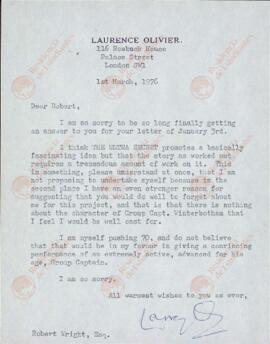 Olivier, Laurence. "Querido Robert. El ultra secreto". 1 marzo 1976