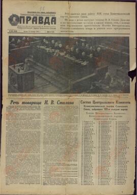 "Pravda" (Reunión del PCUS). 15 de Octubre de 1952