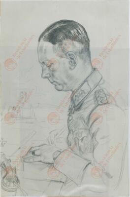 Gen. Walther K.E.A. von Reichenau (1884-1942), c. 1935. Dibujo a lápiz. Anónimo.
