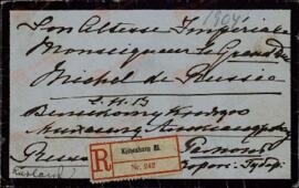 Carta y Sobre de la Zarina Alexandra Feodorovna al Gran Duque Mikhail. Copenhague, 13 octubre 1903