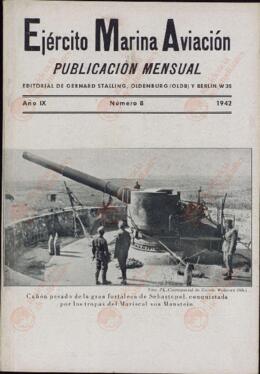 "Ejército, Marina y Aviación", Año IX, 1942: "Cañón Pesado de la Gran Fortaleza de Sebastopol, Conquistada por las Tropas del Mariscal Von Manstein"