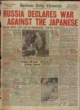 Spokane Daily Chronicle. 8 agosto 1941. "Rusia declara la guerra a Japón."