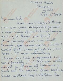 Leman. Carta a Robert Wright, 2 noviembre 1958