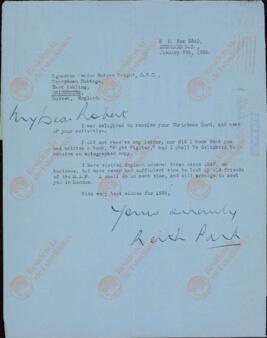 Park, Keith. Carta a Robert Wright, 9 enero 1958
