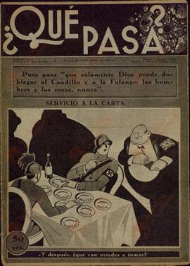 Revista ¿Qué pasa? "Servicio a la carta. Y después ¿qué van ustedes a tomar?", Madrid, 26 de junio de 1941.