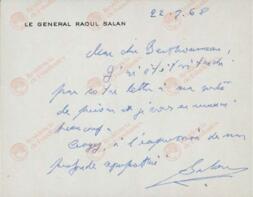 Salan, Raoul (1899-1984). Correspondencia personal 1963 a 1968