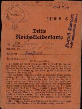 "Tercera tarjeta de vestuario del Reich"