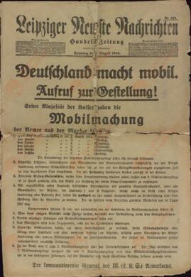 "Las últimas noticias de Leipzig". Domingo 2 agosto 1914