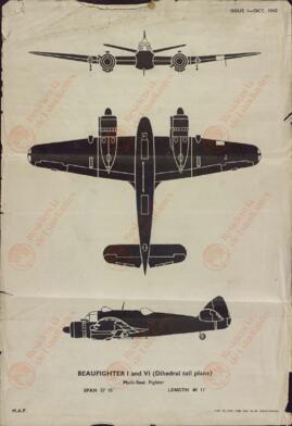 "Beaufighter I and VI (Dihedral Tail Plane). Multiplaza". Octubre 1942