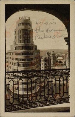 "Madrid, Avda. de Eduardo Dato y edificio Carrión". (Brigadas Internacionales.).