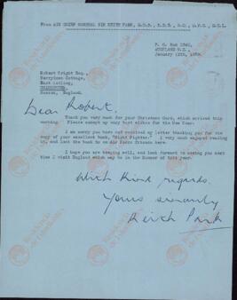 Park, Keith. Carta a Robert Wright, 12 Enero 1959