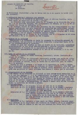 Informe militar. Villarreal, 4 agosto 1938 (Guerra Civil).