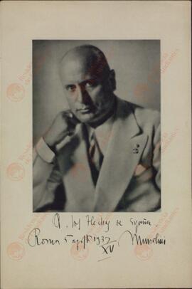 Mussolini, Benito A.A. (1883-1945). Roma 5 agosto 1937, XV (es facsímil)