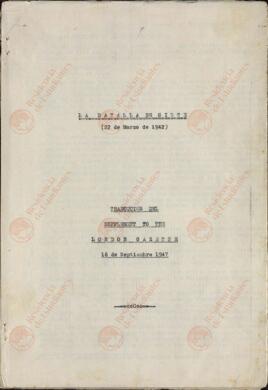 Informe sobre la Batalla de Sirte (22 de Marzo de 1942), traducido de un suplemento de "The London Gazette" del 16 de Septiembre de 1947