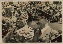 Hitler, Adolfo y Mussolini, Benito en un coche. Por Hoffmann. Munich, 18 junio 1940