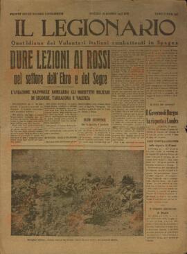 Il Legionario: quotidiano dei Volontari italiani combattenti en Spagna . "Dura lección a los rojos en el sector del Ebro y del Segre". 19 agosto 1938