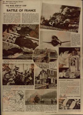 Minneapolis Sunday Tribune. Hojas centrales 1940 - 1941. "Batalla de Francia. La guerra paso a paso"