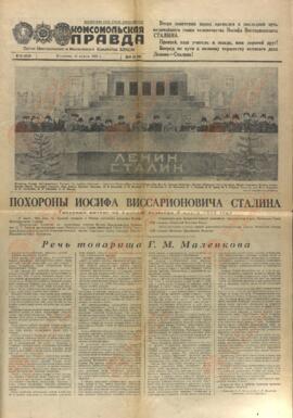 Pravda, "Muerte de Stalin",  10 de Marzo de 1953. Edición Especial