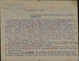 Vapor Uruguay. Sancho Contreras, Eduardo. Carta de Victoriano Gutiérrez Enecoiz (procurador), a Rafael Sancho Contreras, conde de Montalvo (hermano). Madrid, 19 agosto 1942