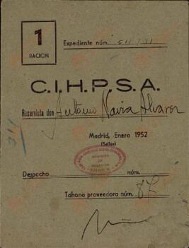 Navia Álvarez, Antonio. Cupón de 1 ración. Madrid, enero 1952