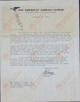 "Líneas aéreas americanas. Estimado Sr. Fradd". 20 noviembre 1943