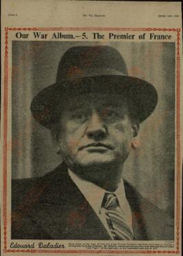 The war illustrated, Nº 5. "Nuestro álbum de guerra: El Primer Ministro de Francia, Edouard Daladier". 14 octubre 1939