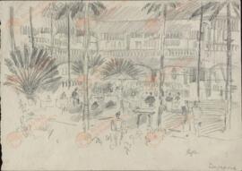 Grineau, Bryan de (1883-1957). "Patio y jardín del hotel Raffels. Singapur"