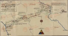 Mapa del Ejército: "Avance del 5º armado. División de la victoria. Río Rhin al Elba", marzo 31 a Abril 23, 1945