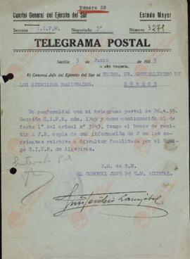 Cuartel General del Ejército del Sur. Gibraltar después de la guerra civil española, defensa de. Sevilla, 3 de junio de 1939.