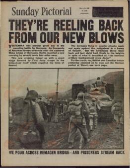 Sunday Pictorial. "Se tambalean por nuestros golpes". 11 de Marzo de 1945