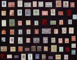 Viñetas y sellos postales  de organizaciones y fuerzas políticas y sindicales de la República con motivos relacionados con la Guerra Civil Española