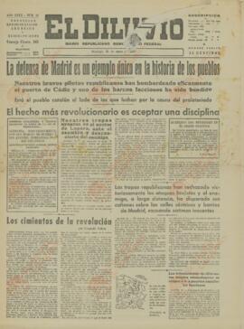 El Diluvio. Diario Republicano Democrático Federal. "La defensa de Madrid es un ejemplo único en la historia de los pueblos". 24 enero 1937