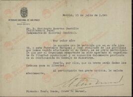 Boada, Tomás (presidente de Patronato Nacional de San Pablo). Libertad condicional para Heriberto Huertas Castillo. 15 julio 1949