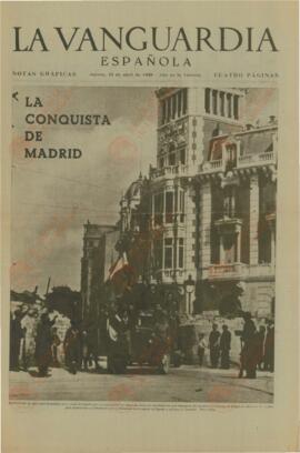 La Vanguardia. "La conquista de Madrid". Jueves, 13 abril 1939