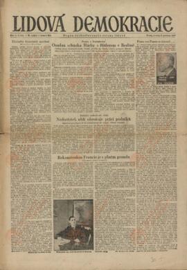 Lidová Demokracie. "Proceso de Nuremberg: Fatal reunión de Hacha con Hitler en Berlín" 6 de diciembre de 1945.