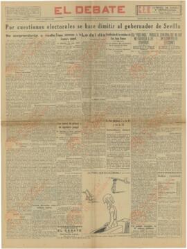 El Debate, "Por cuestiones electorales se hace dimitir al gobernador de Sevilla". 1 Febrero 1936