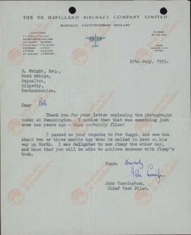 Cunningham, John. "Carta a Robert Wright". 29 Julio 1955