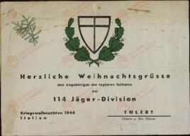 "Felicitación navideña de la división 114 de bombarderos". 1944