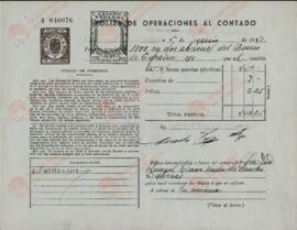 Vapor Uruguay. Sancho Contreras, Eduardo. "Póliza de operaciones al contado". Madrid, 5 junio 1941