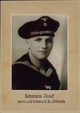 Schwank, Josef: Retratado el 13.5.1943 en el submarino "Atlantik"